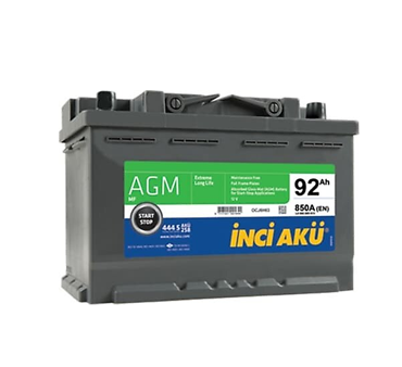 İnci Start-Stop AGM 12 V 92 Ah 850 CCA Akü